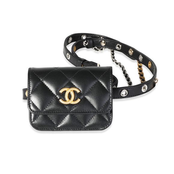 Chanel Black Quilted Goatskin Punk Chain Mini Belt Bag - Picture 1 of 5